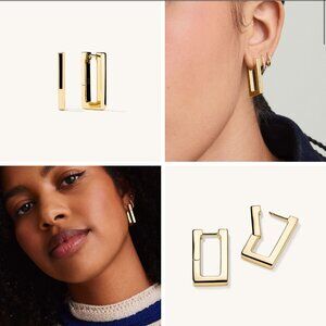 EUC Mejuri Gold Large Block Hoops